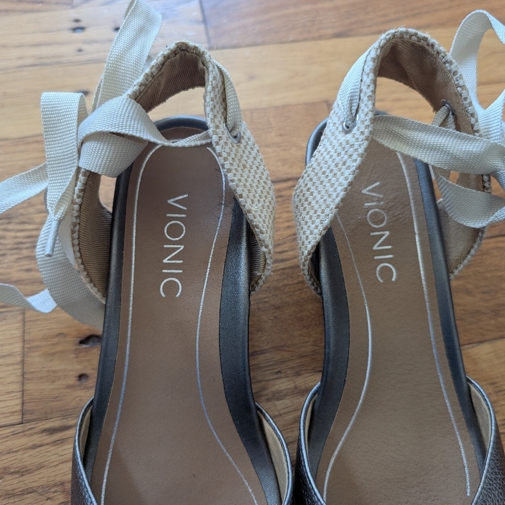 Vionic  Maris Metallic Espadrille Wedges - Picture 3 of 7